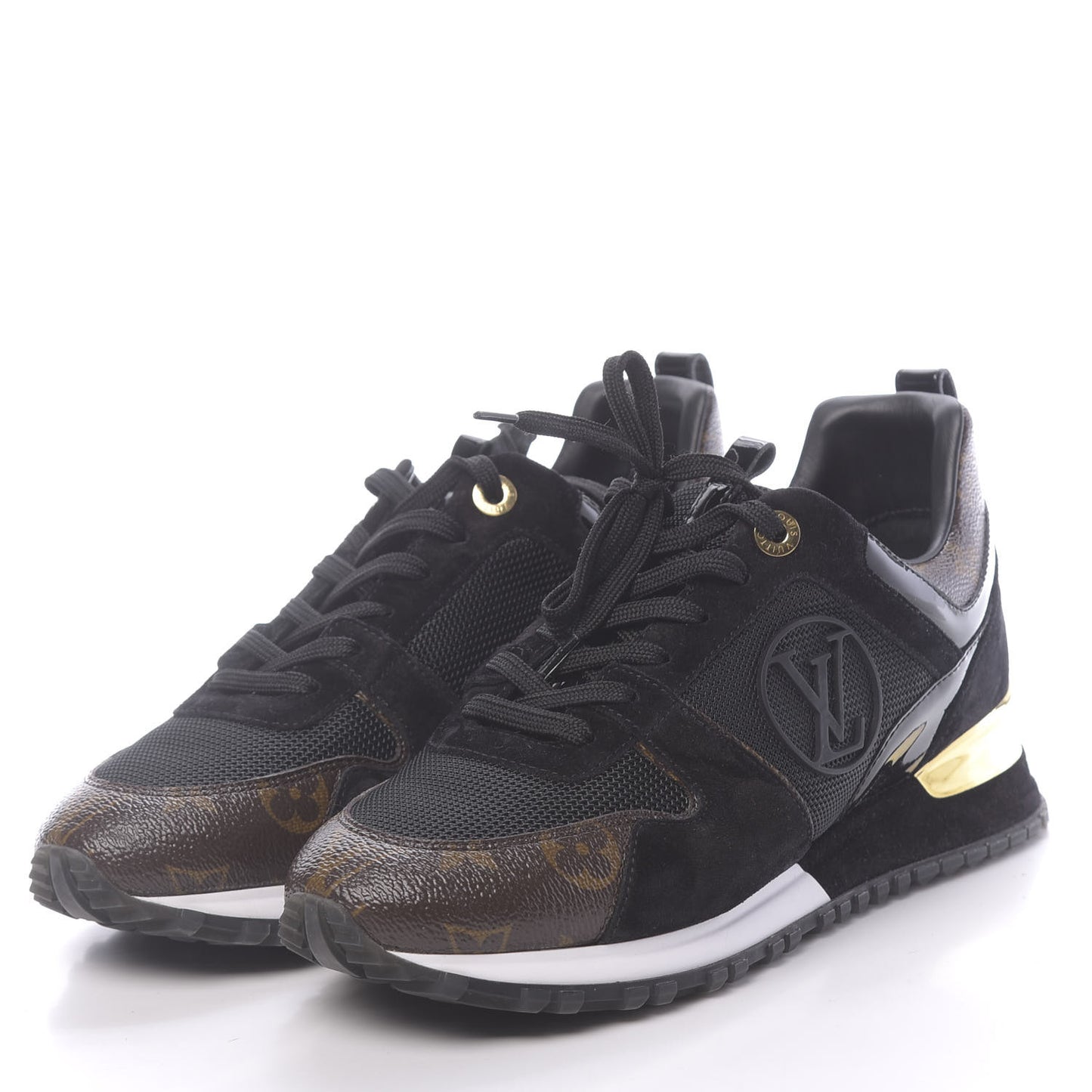 Suede Monogram Run Away Sneakers 38 Black