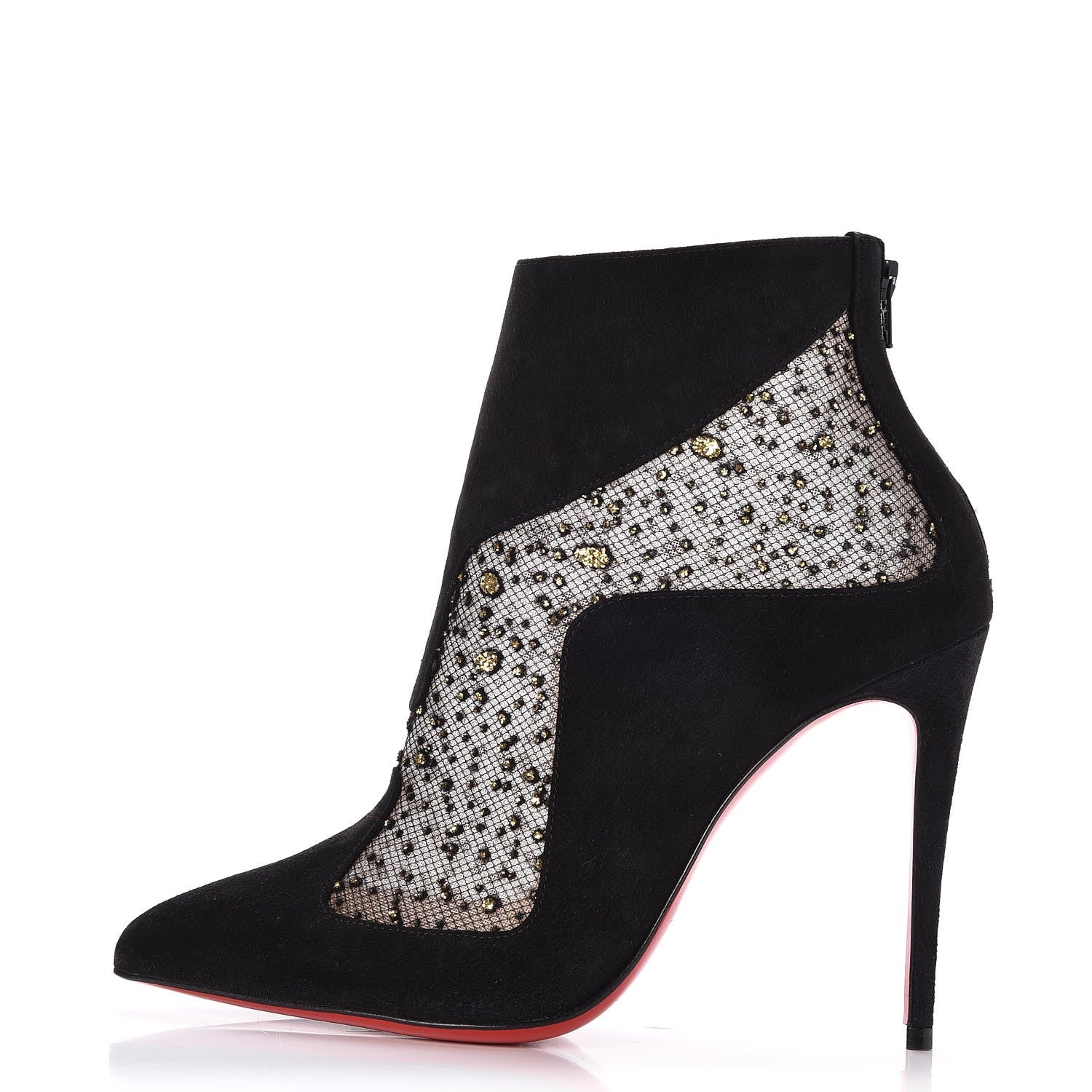 Christian Louboutin Suede Mesh Papilloboot 100 Ankle Boots 35.5 Black 1 of 6