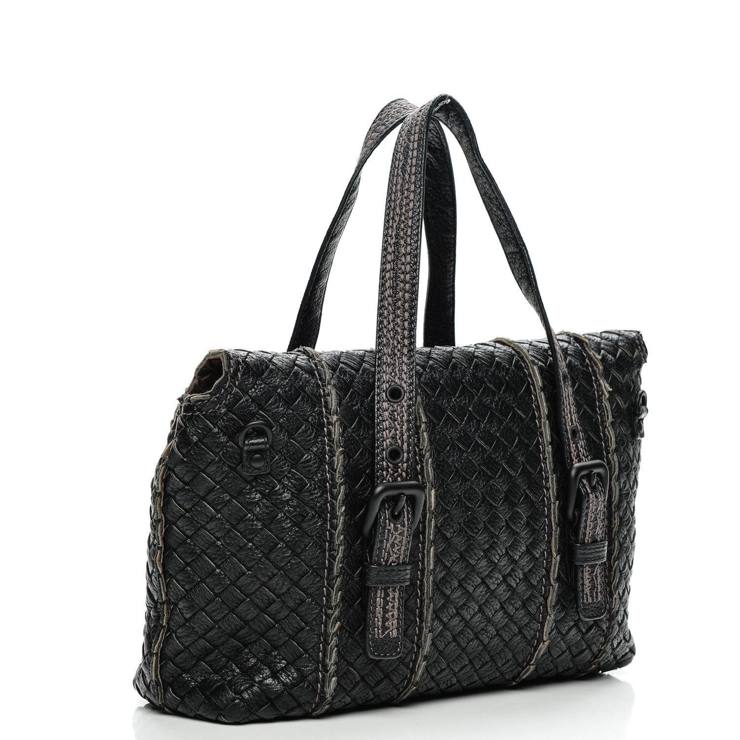 Bottega Veneta Cervo Intrecciato Satchel Nero Black 3 of 7