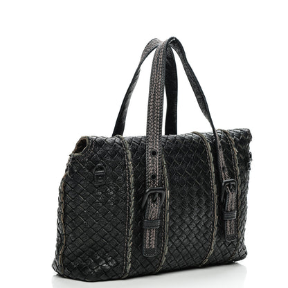 Bottega Veneta Cervo Intrecciato Satchel Nero Black 3 of 7
