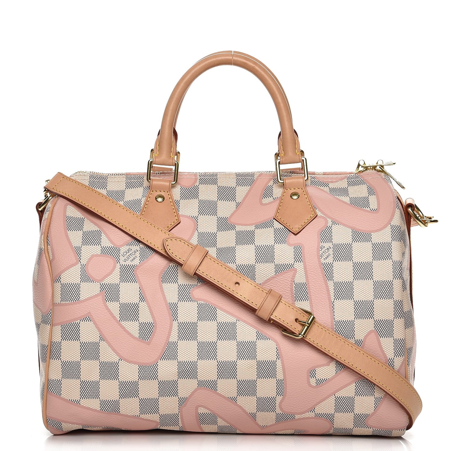 Damier Azur Tahitienne Speedy Bandouliere 30 Rose Ballerine