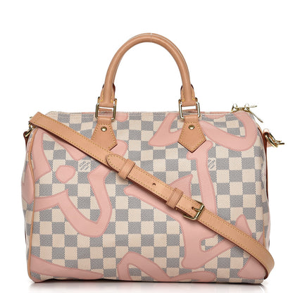 Louis Vuitton Damier Azur Tahitienne Speedy Bandouliere 30 Rose Ballerine 1 of 10
