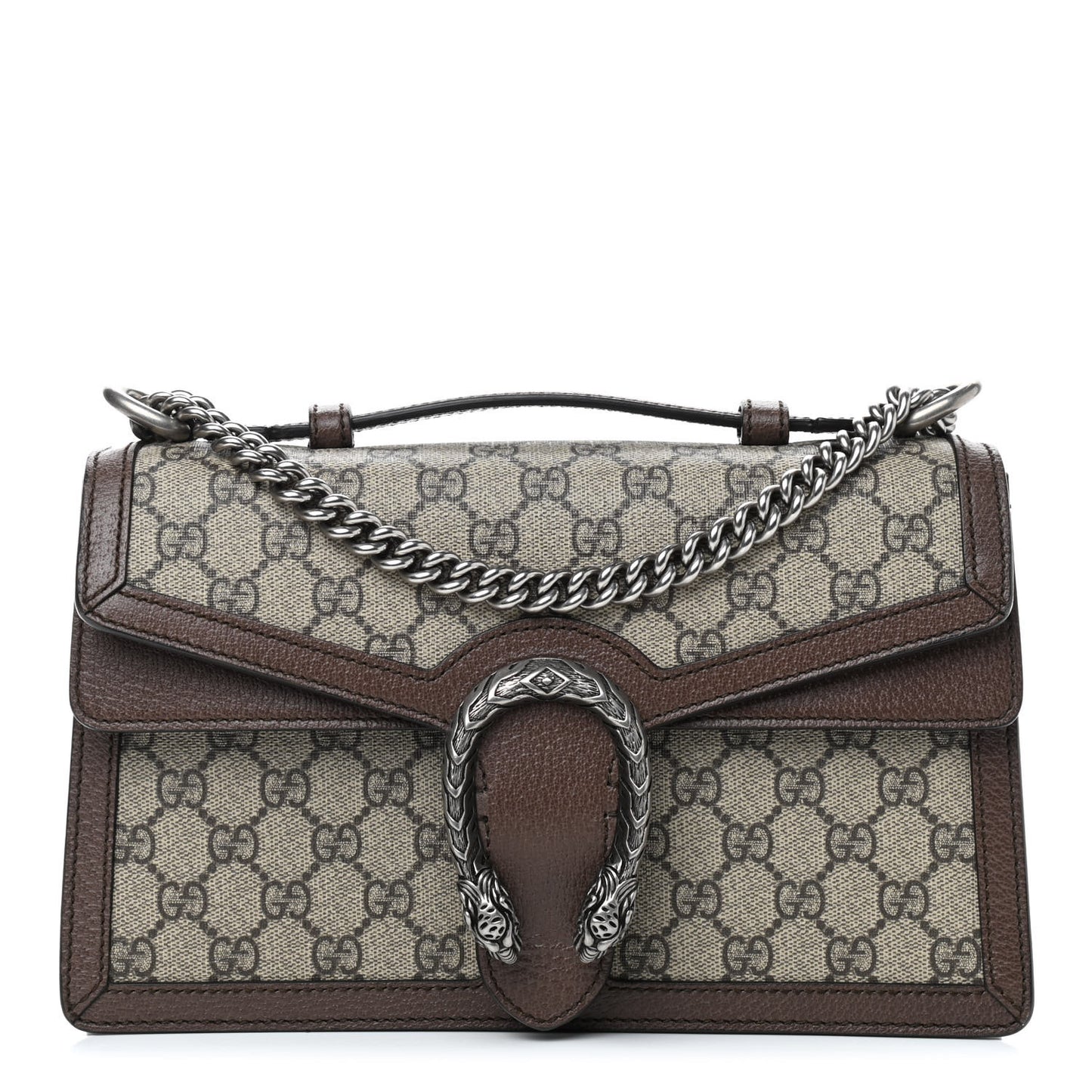 GG Supreme Monogram Textured Dollar Calfskin Top Handle Dionysus Shoulder Bag Beige Ebony New Acero