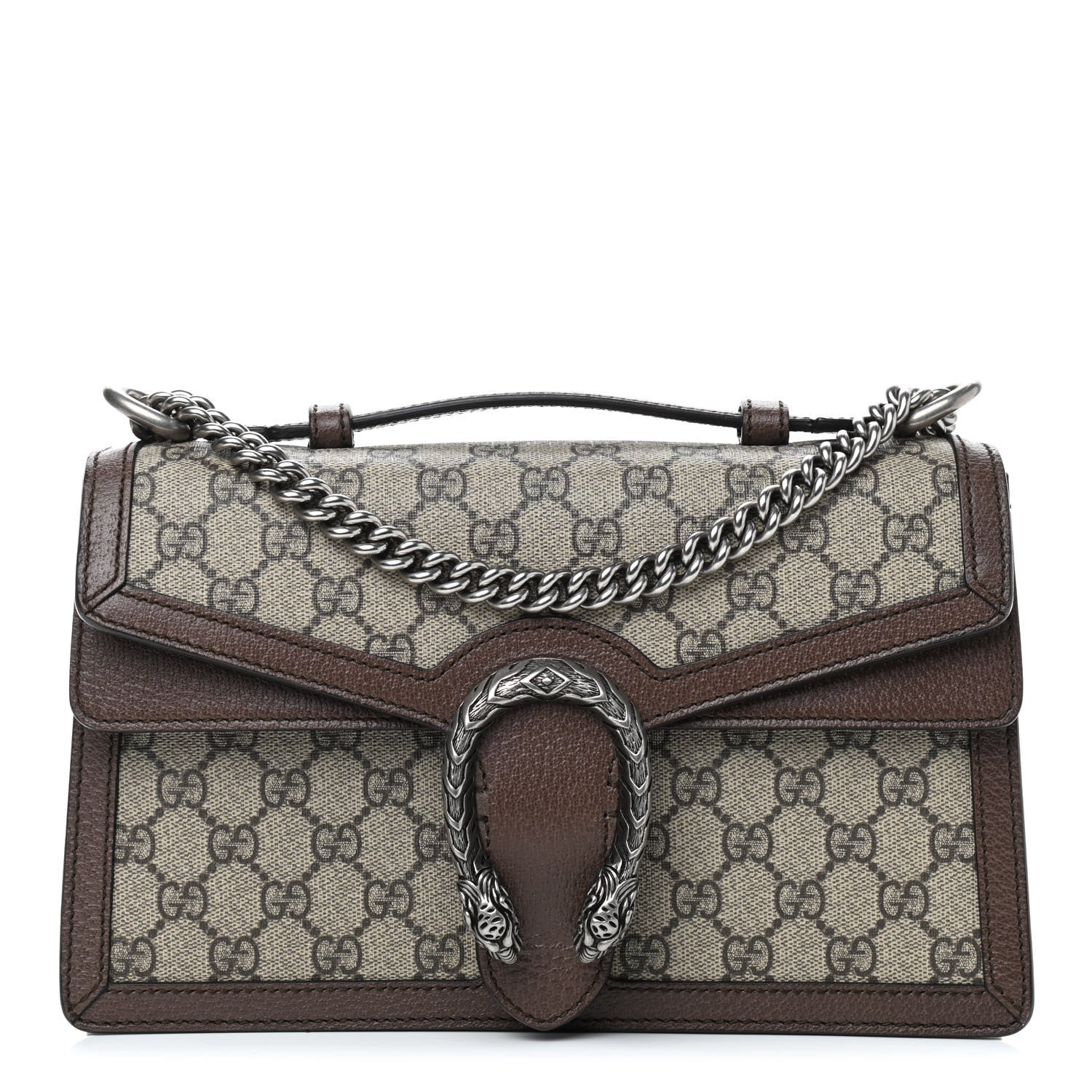Gucci GG Supreme Monogram Textured Dollar Calfskin Top Handle Dionysus Shoulder Bag Beige Ebony New Acero 1 of 9