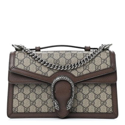 Gucci GG Supreme Monogram Textured Dollar Calfskin Top Handle Dionysus Shoulder Bag Beige Ebony New Acero 1 of 9