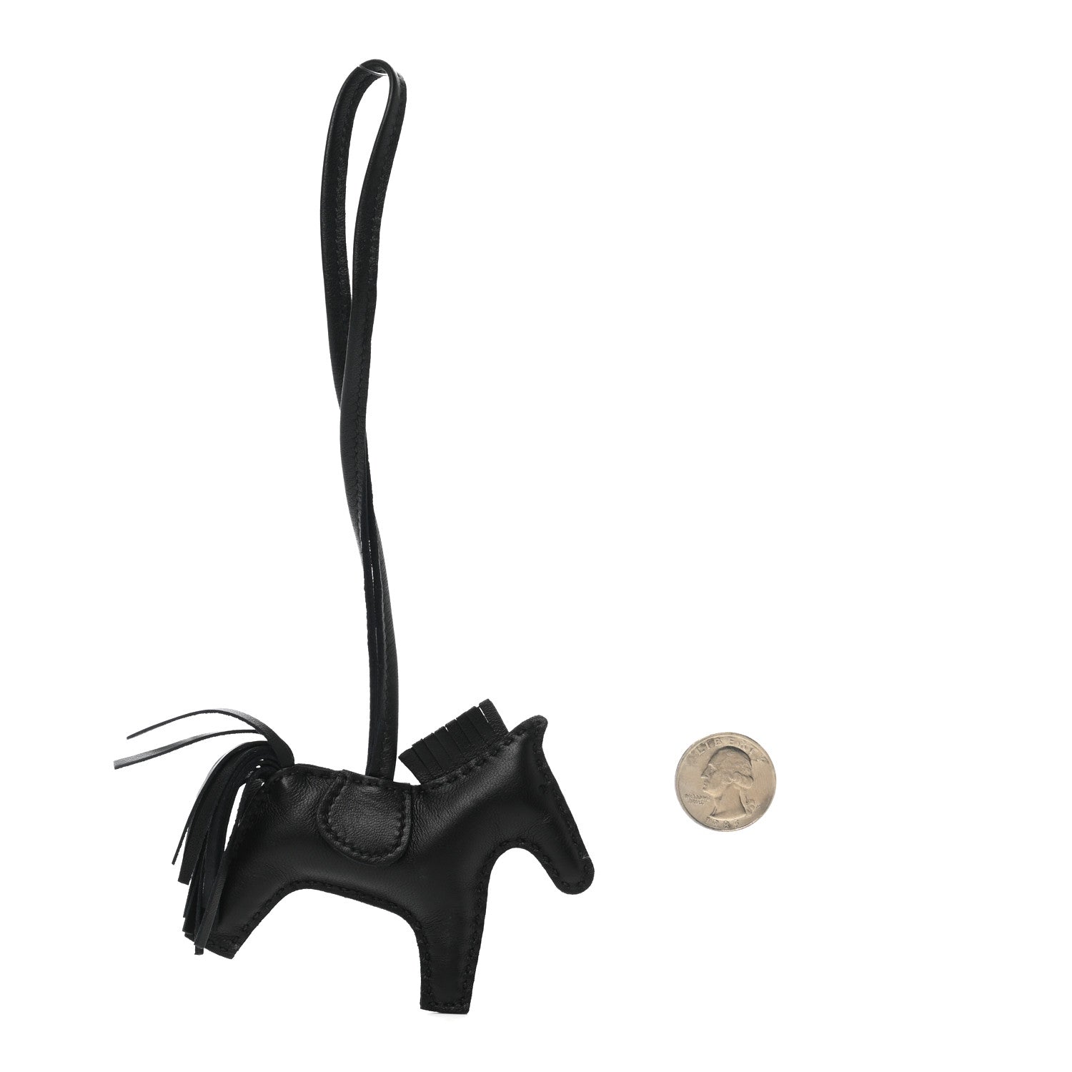 Hermes Milo Lambskin Grigri Rodeo Horse Bag Charm PM So Black 2 of 5