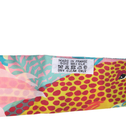 Hermes Silk Under The Waves Twilly Vert D Eau Jaune Soufre Rose 3 of 5