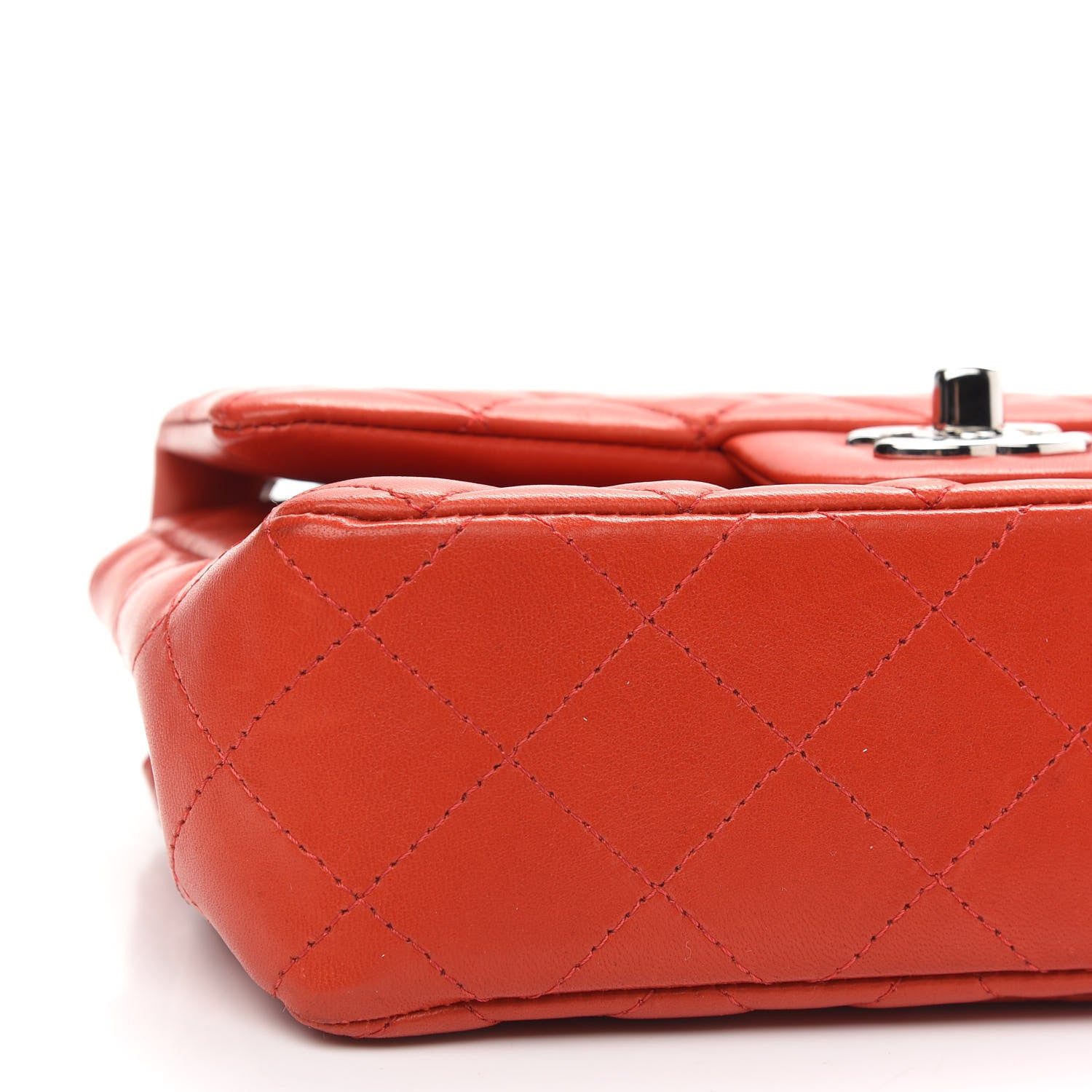 Chanel Lambskin Quilted Mini Rectangular Flap Red 8 of 9