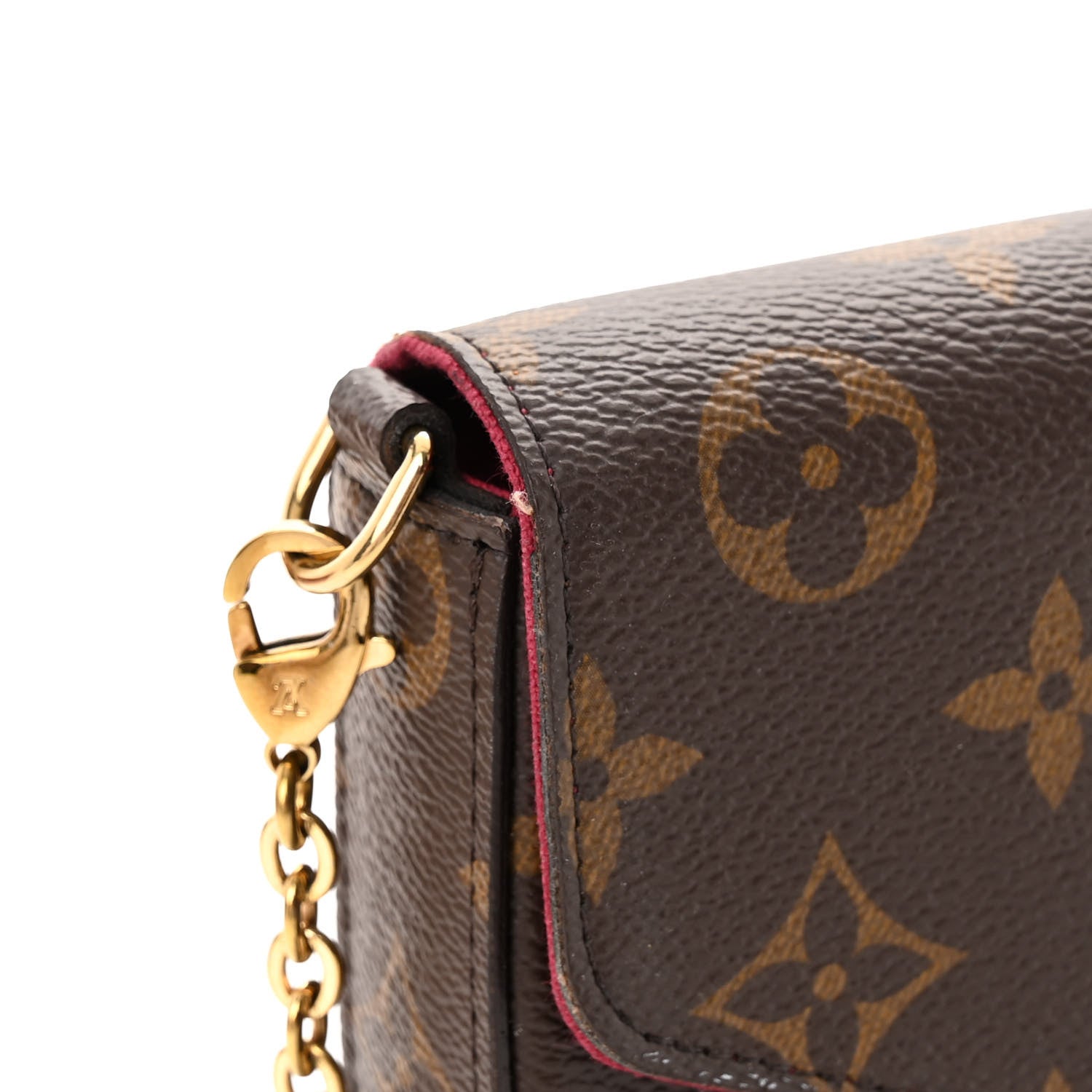 Louis Vuitton Monogram Pochette Felicie Chain Wallet Fuchsia 16 of 17