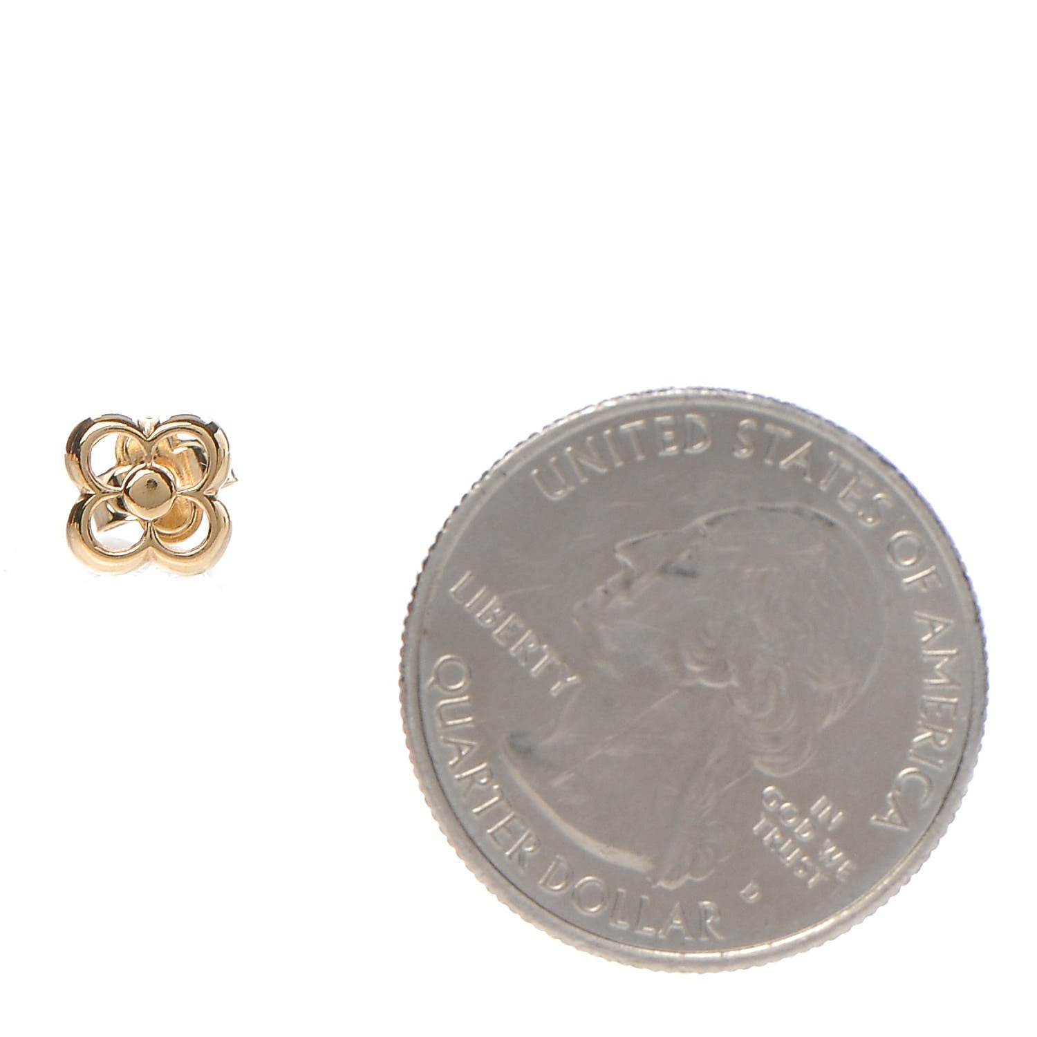 Louis Vuitton Brass Flower Full Stud Earrings Gold 2 of 5