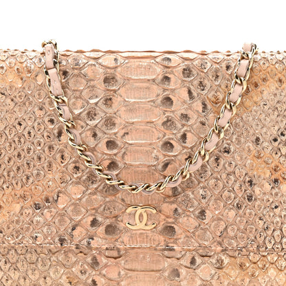 Chanel Metallic Snakeskin Wallet On Chain WOC Ivory Gold 9 of 14
