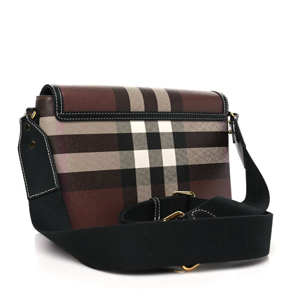 Burberry Calfskin Giant Check E-Canvas Note Crossbody Bag Dark Birch Brown 3 of 10