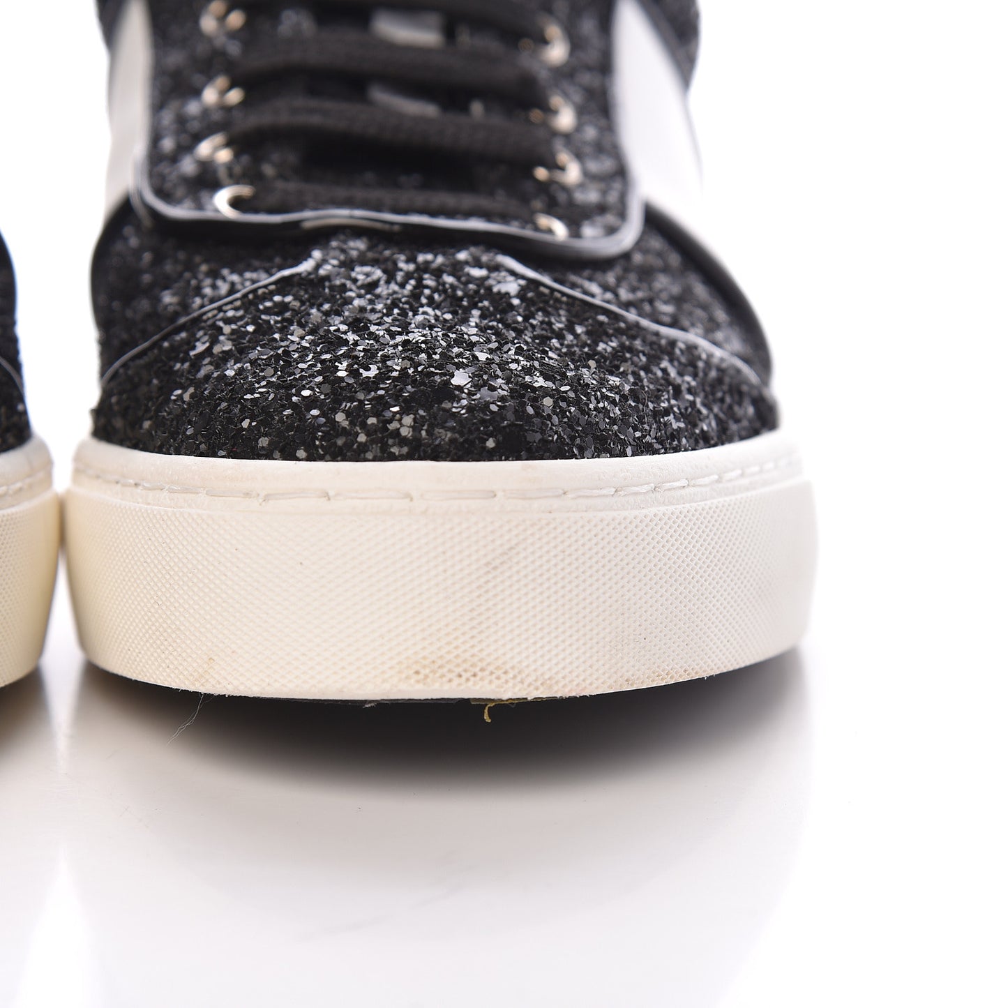 Calfskin Glitter Flycrew Sneakers 36.5 Black