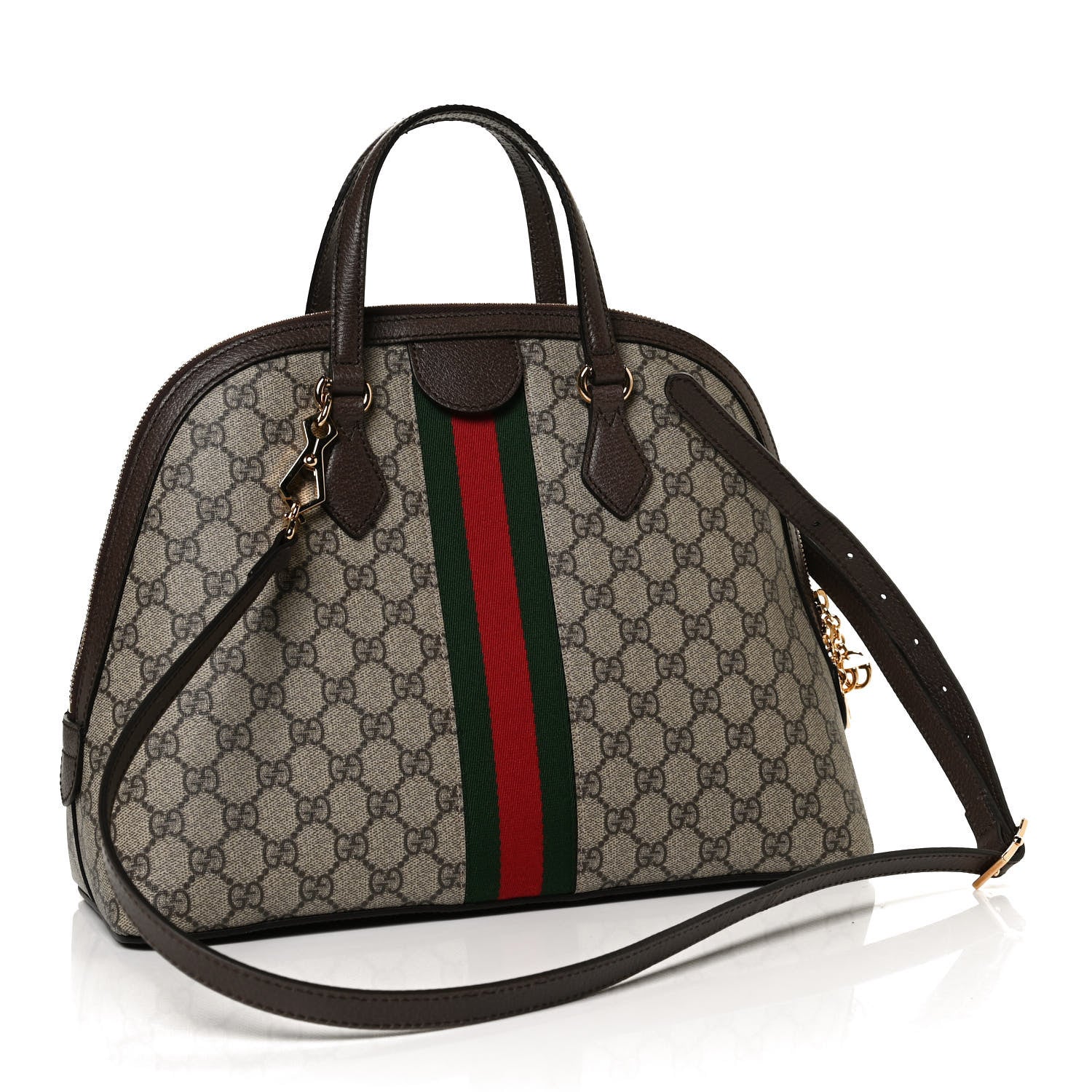 Gucci GG Supreme Monogram Web Medium Ophidia Top Handle Dome Bag Brown 3 of 11