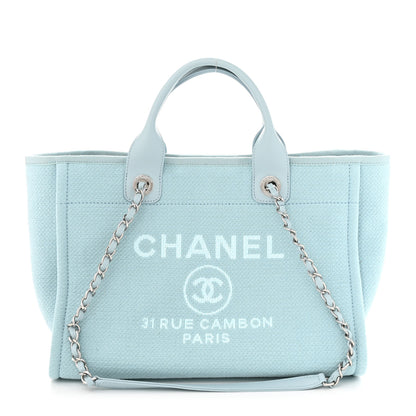 Chanel Mixed Fibers Small Deauville Tote Light Blue 3 of 11