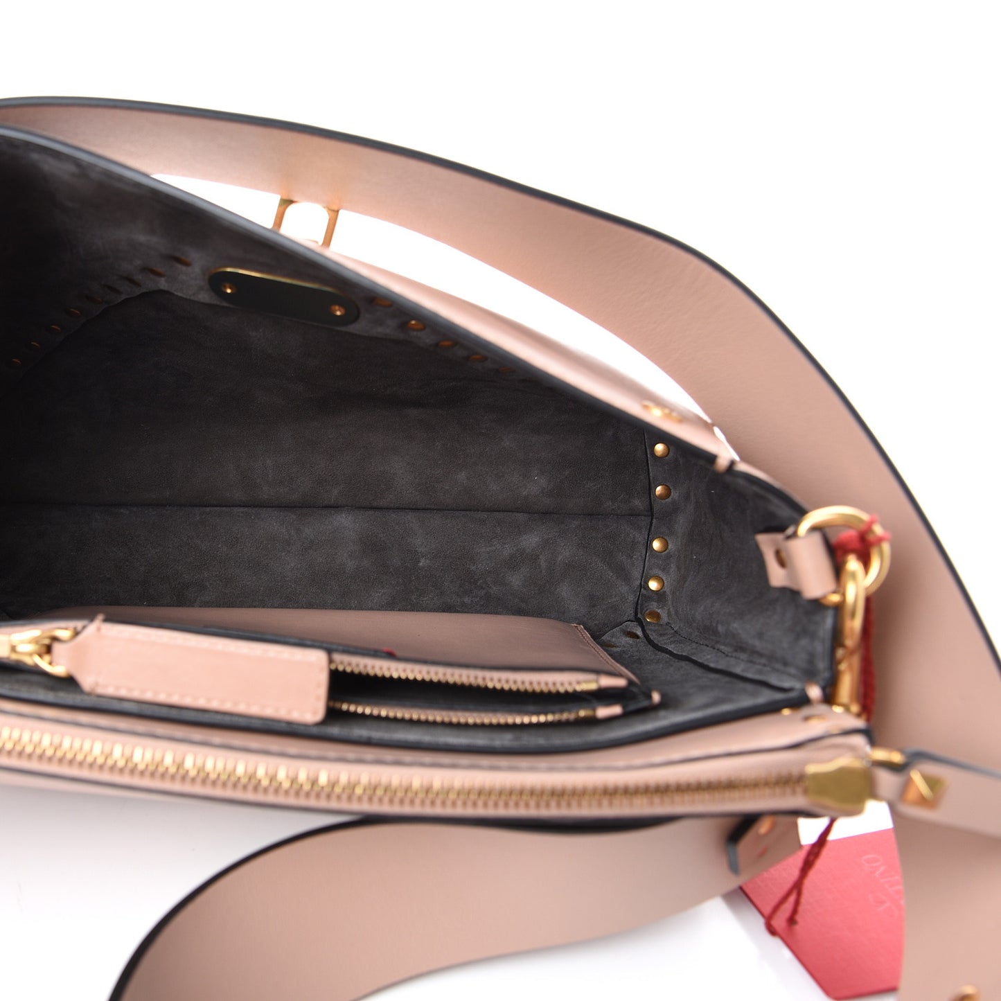 Vitello Rockstud Hype Shoulder Bag Rose Cannelle