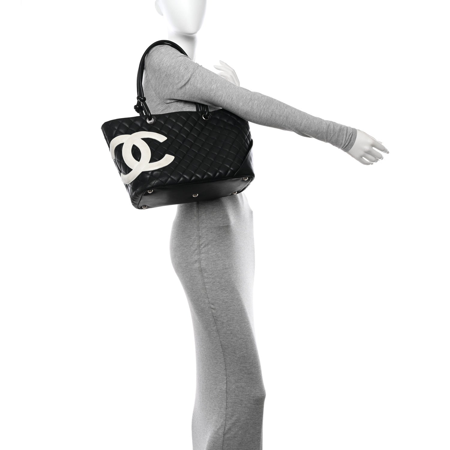 Chanel Calfskin Quilted Large Cambon Tote Black White 1 of 12