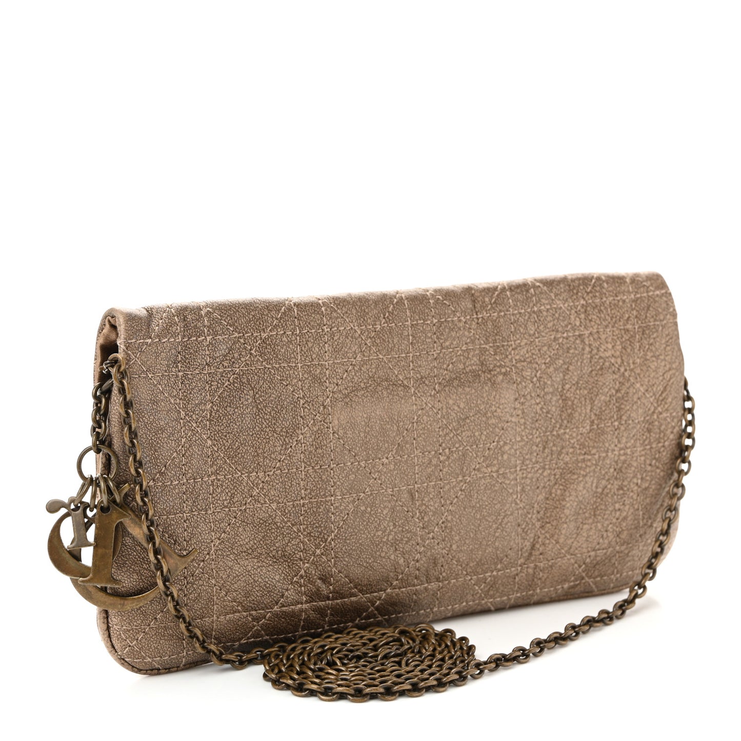 Lambskin Cannage Lady Dior Chain Clutch Bronze