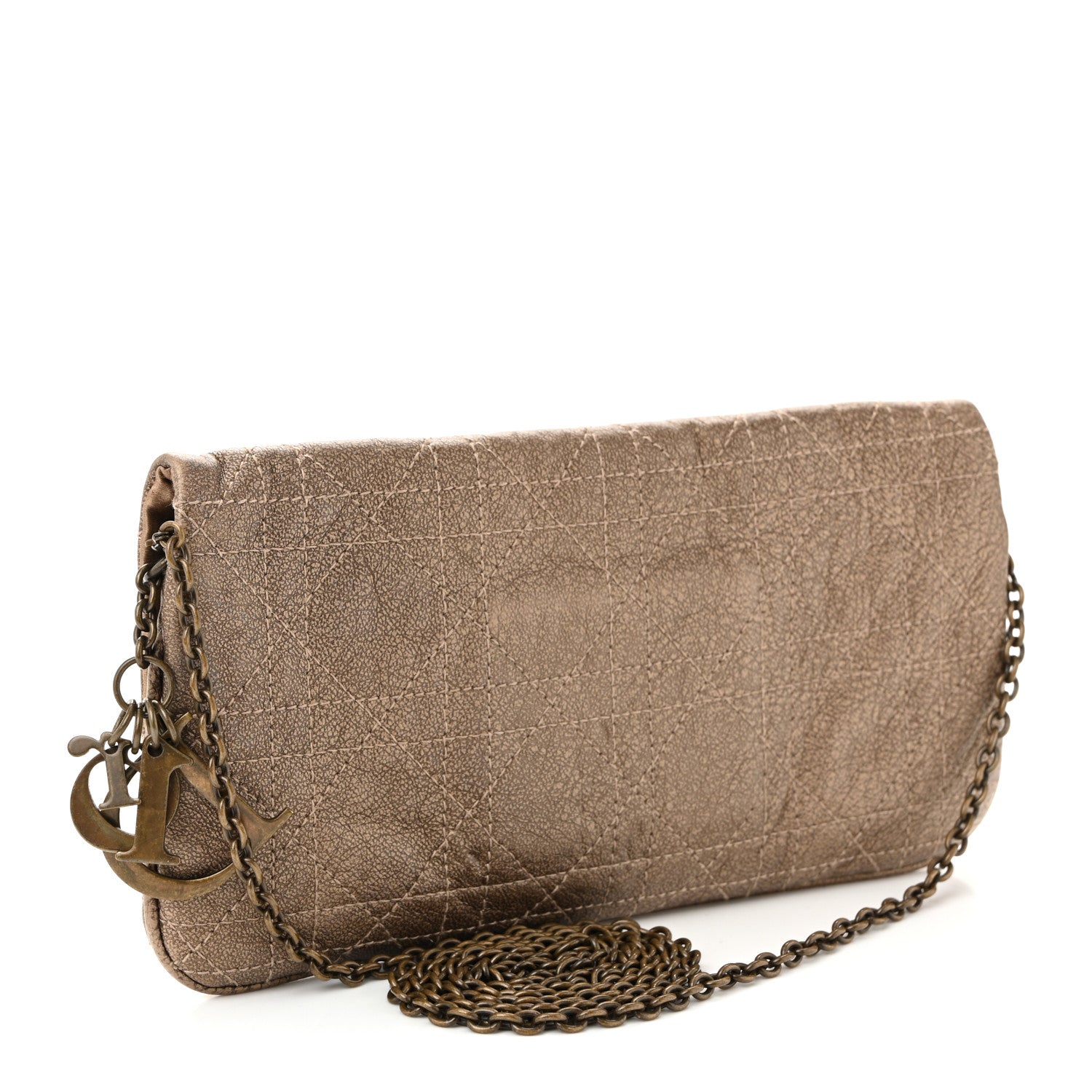Christian Dior Lambskin Cannage Lady Dior Chain Clutch Bronze 4 of 12