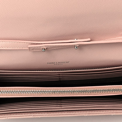Saint Laurent Grain De Poudre Matelasse Chevron Monogram Chain Wallet Pale Pink 4 of 5