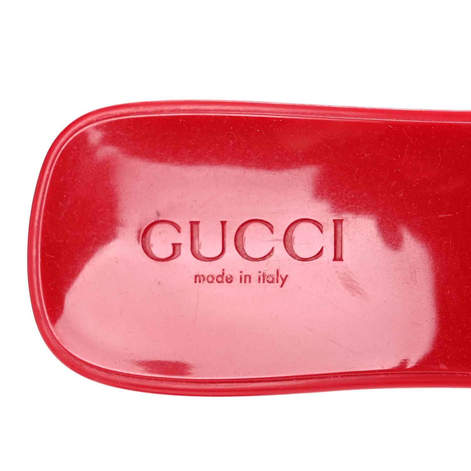 Gucci Rubber Gucci Logo Womens Platform 20/60mm Slide Sandals 38 Hibiscus Red 11 of 14