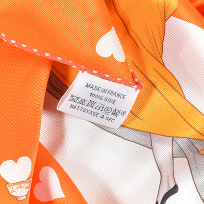 Hermes Silk Tea Time Scarf 70 Orange Gris White 5 of 5