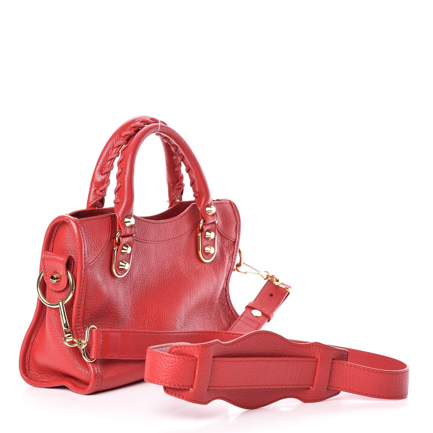 Balenciaga Chevre Gold Metallic Edge Hardware Mini City Rouge Grenade 3 of 13