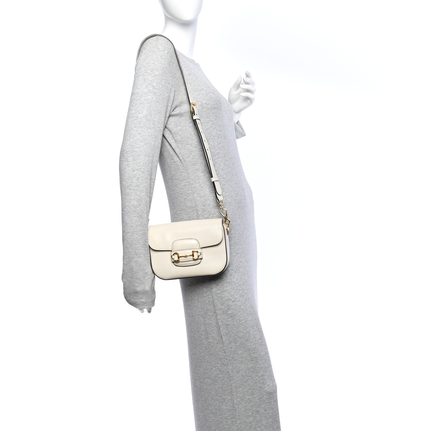 Gucci Azalea Calfskin Web Mini Horsebit 1955 Shoulder Bag Mystic White 2 of 13