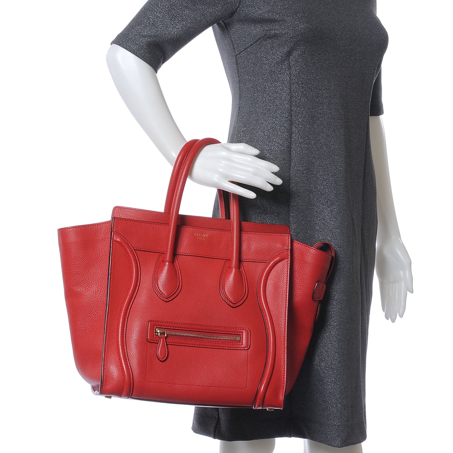Drummed Calfskin Mini Luggage Coquelicot
