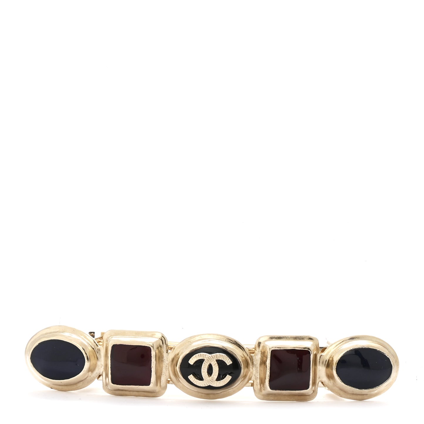 Enamel CC Hair Clip Barrette Golden Black Burgundy