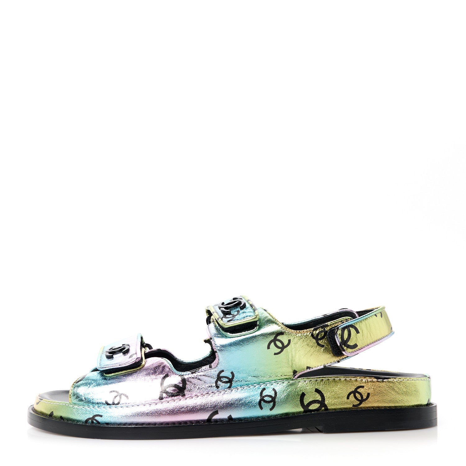 Chanel Laminated Lambskin Printed CC Dad Sandals 39 Multicolor 1 of 9