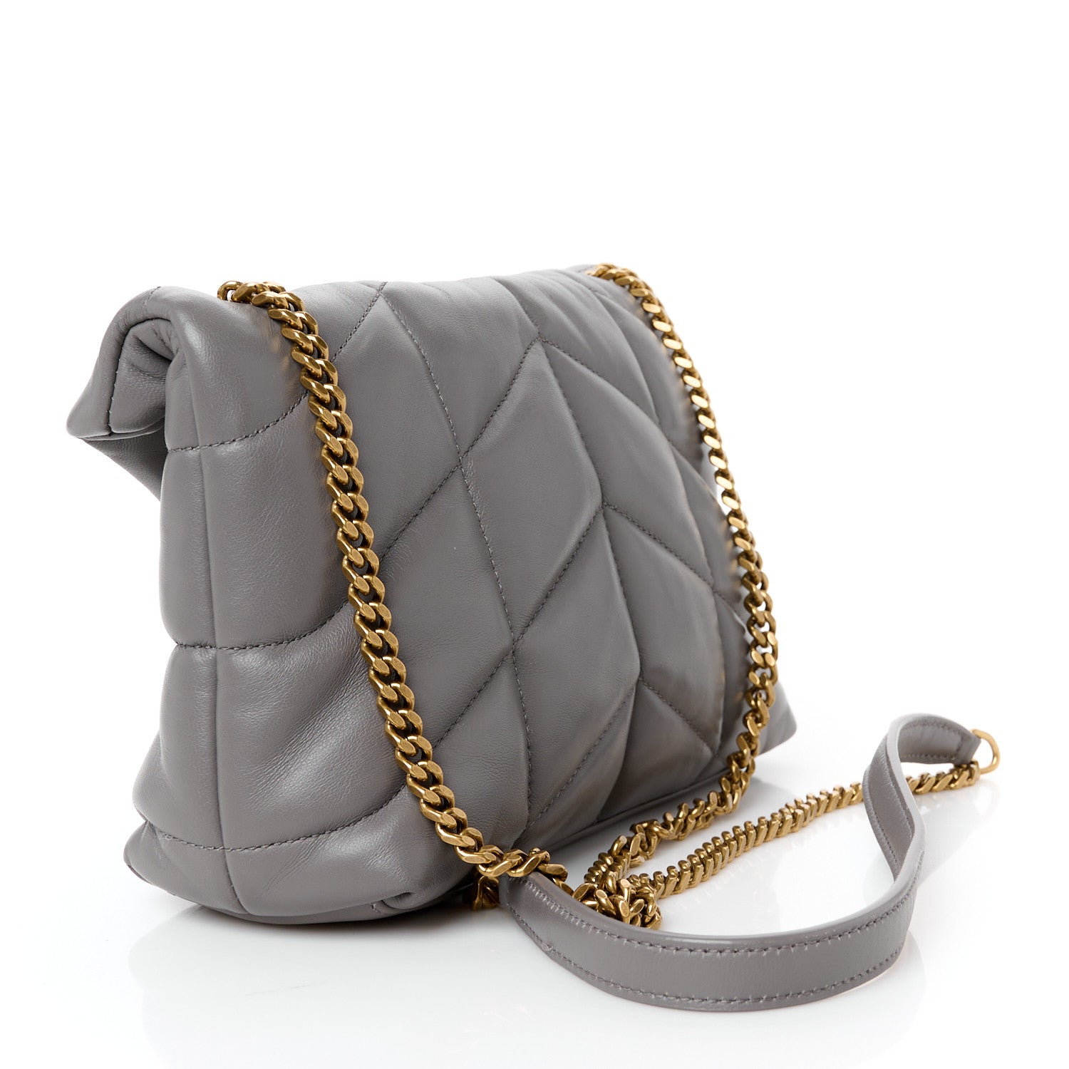 Saint Laurent Lambskin Quilted Toy Loulou Puffer Monogram Chain Satchel Fog 3 of 11