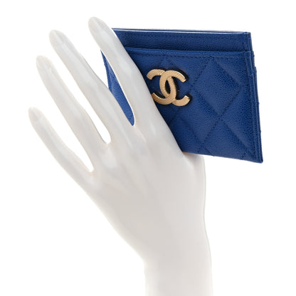 Chanel Caviar Quilted Studded CC Card Holder Blue 2 of 9