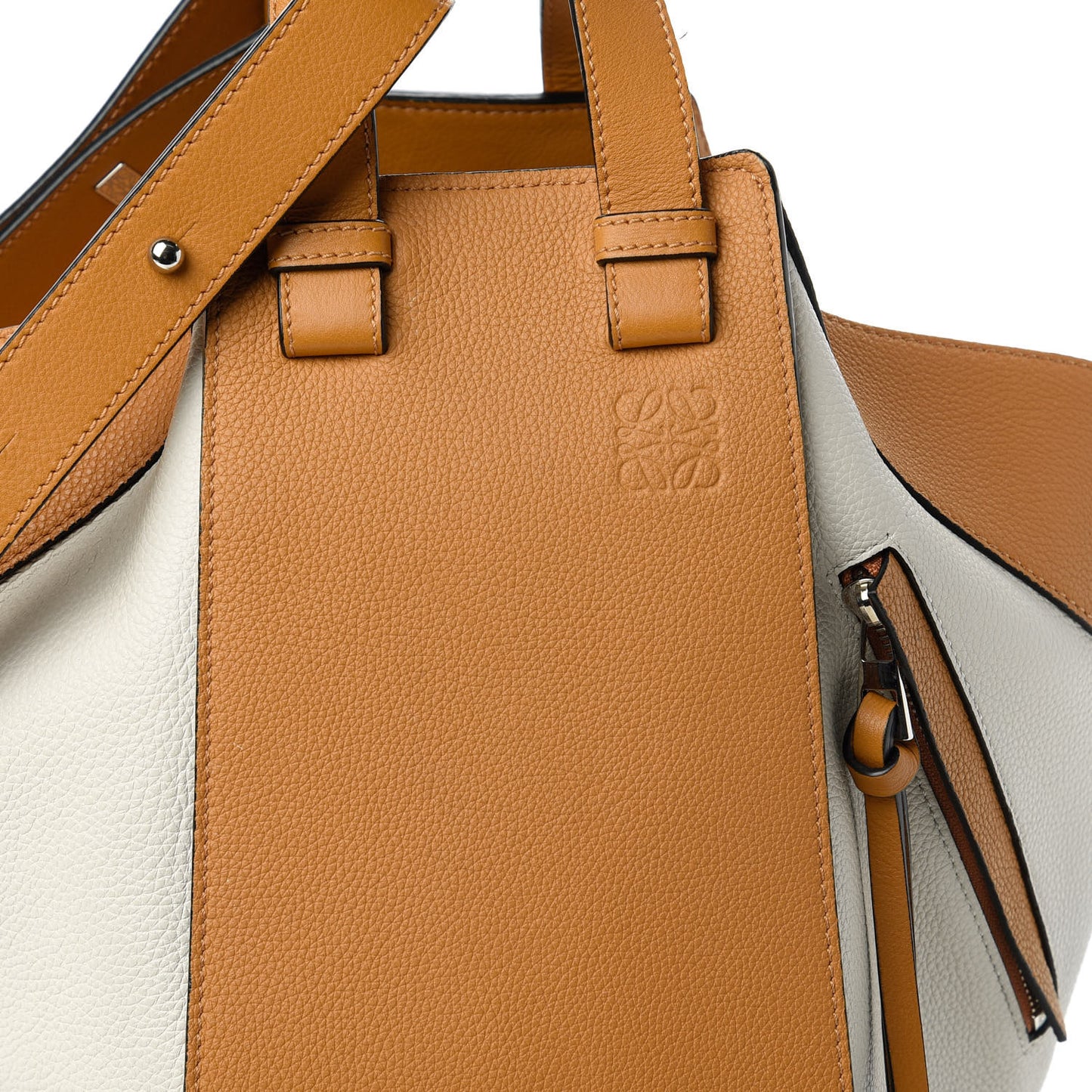 Calfskin Medium Hammock Shoulder Bag Tan White