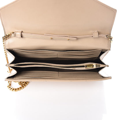 Saint Laurent Grain De Poudre Matelasse Chevron Monogram Chain Wallet Deep Beige 5 of 21