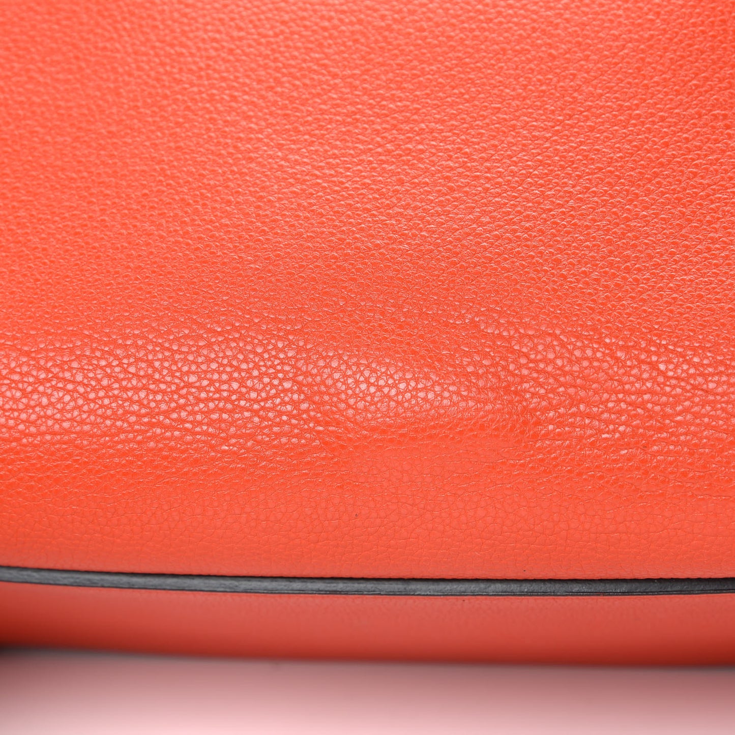 Grained Calfskin Medium Edge Shoulder Bag Vermillion