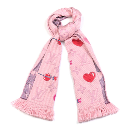 Louis Vuitton Wool Silk Logomania A La Folie Scarf Rose 1 of 3