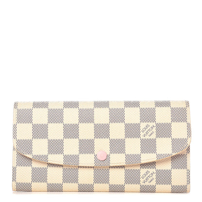 Louis Vuitton Damier Azur Emilie Wallet Rose Ballerine 1 of 7