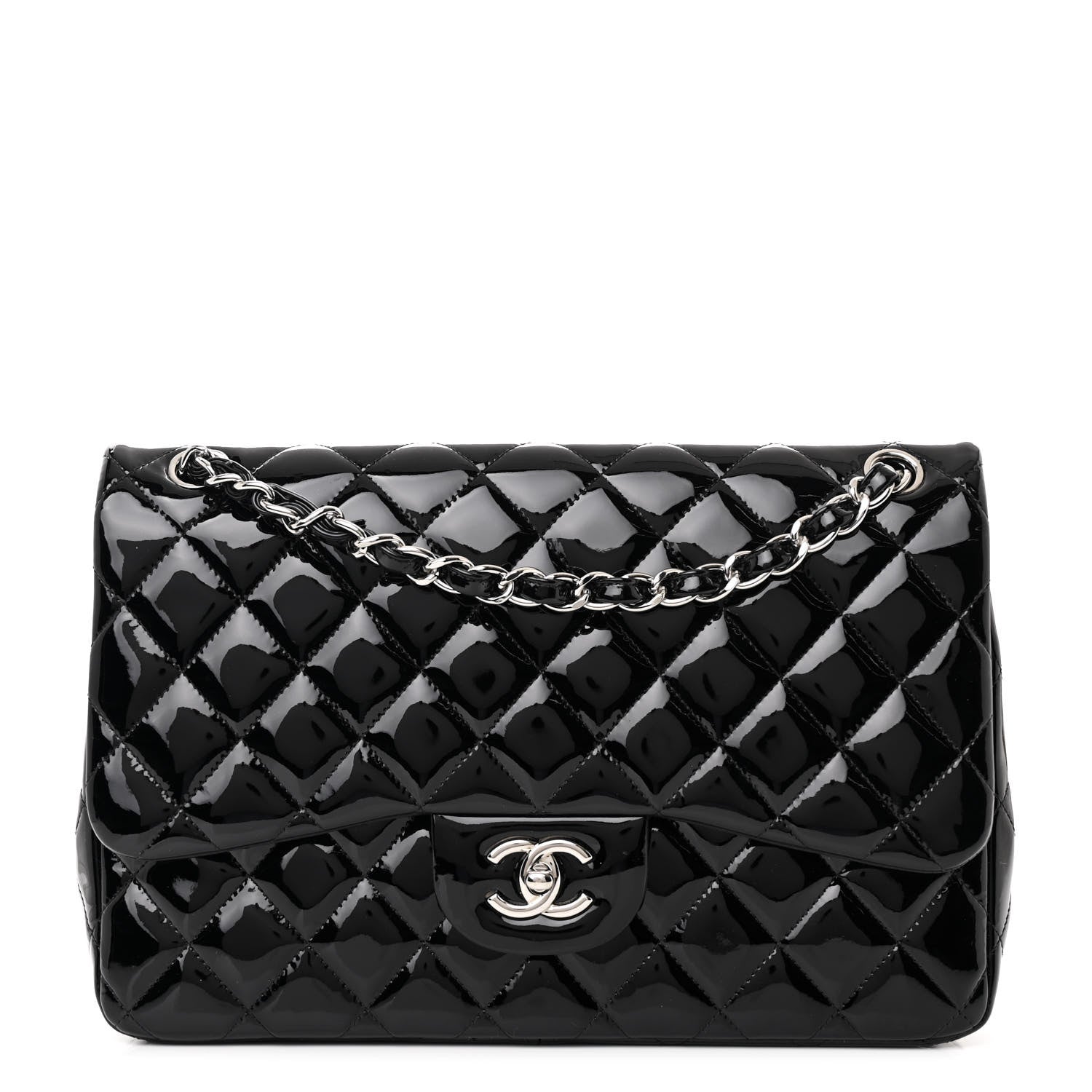 Chanel Patent Quilted Jumbo Double Flap Black 1 of 11