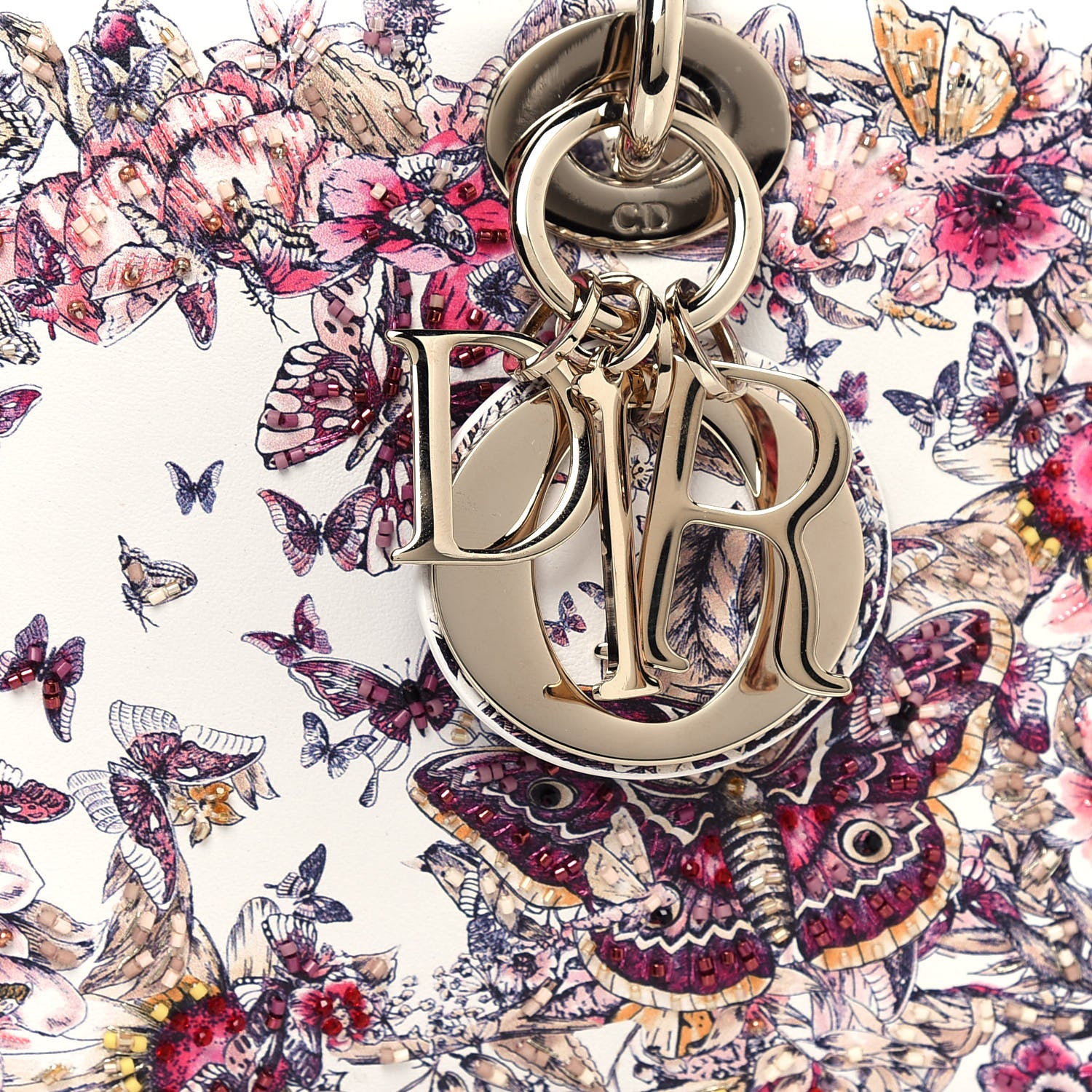 Christian Dior Calfskin Embroidered Butterfly Printed Lady D-Joy Multicolor 8 of 13