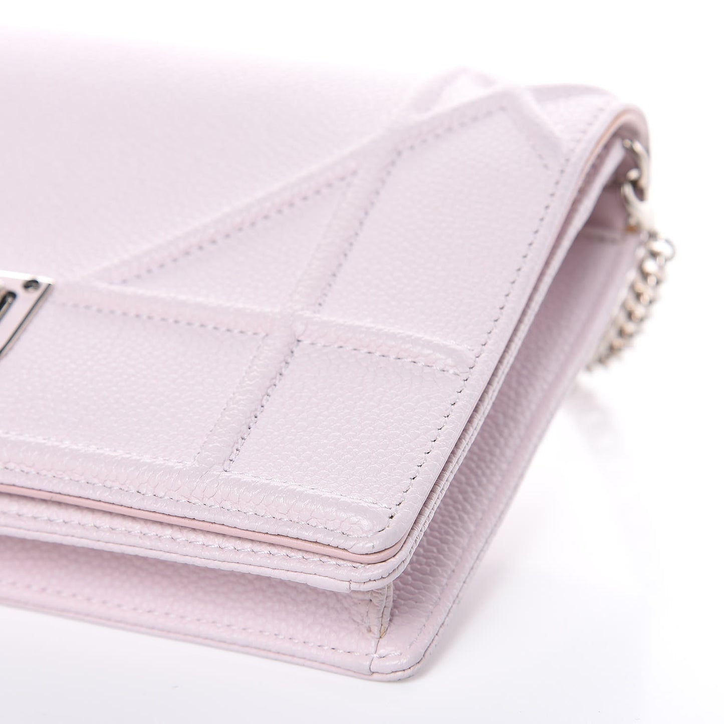 Grained Calfskin Diorama Wallet on Chain Pouch Rose Poudre