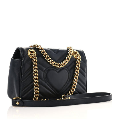 Gucci Calfskin Matelasse Mini GG Marmont Shoulder Bag Black 3 of 17