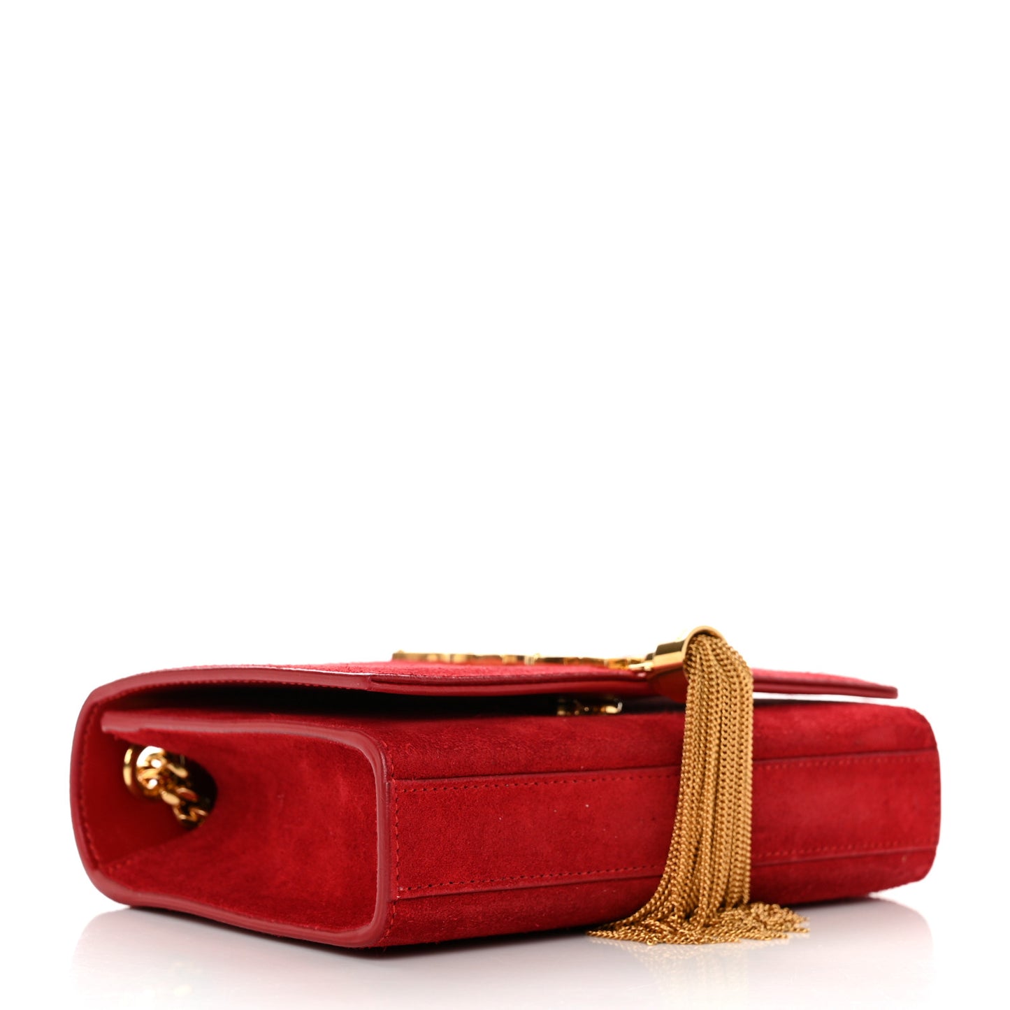Suede Small Classic Monogram Kate Tassel Satchel Red