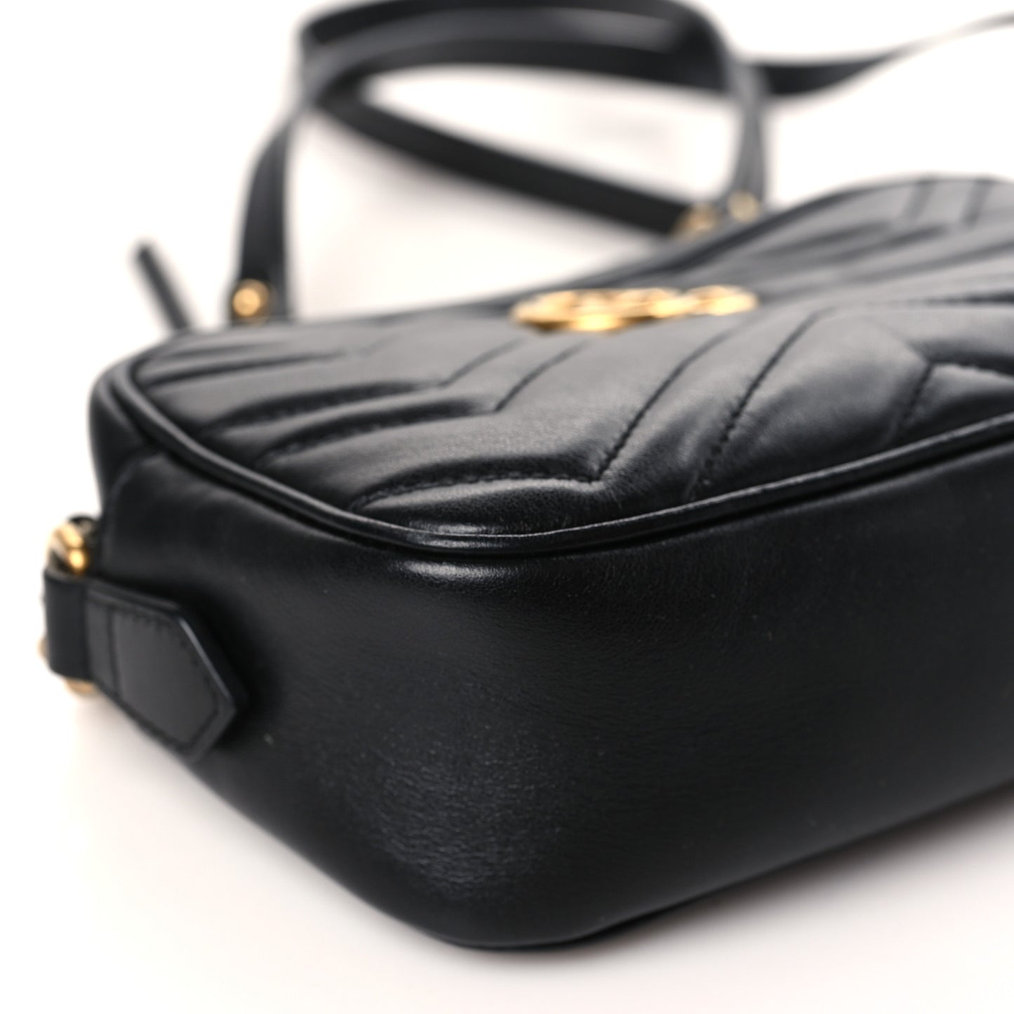 Calfskin Matelasse Mini GG Marmont Chain Shoulder Bag Black