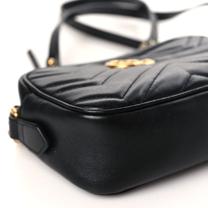 Gucci Calfskin Matelasse Mini GG Marmont Chain Shoulder Bag Black 8 of 9
