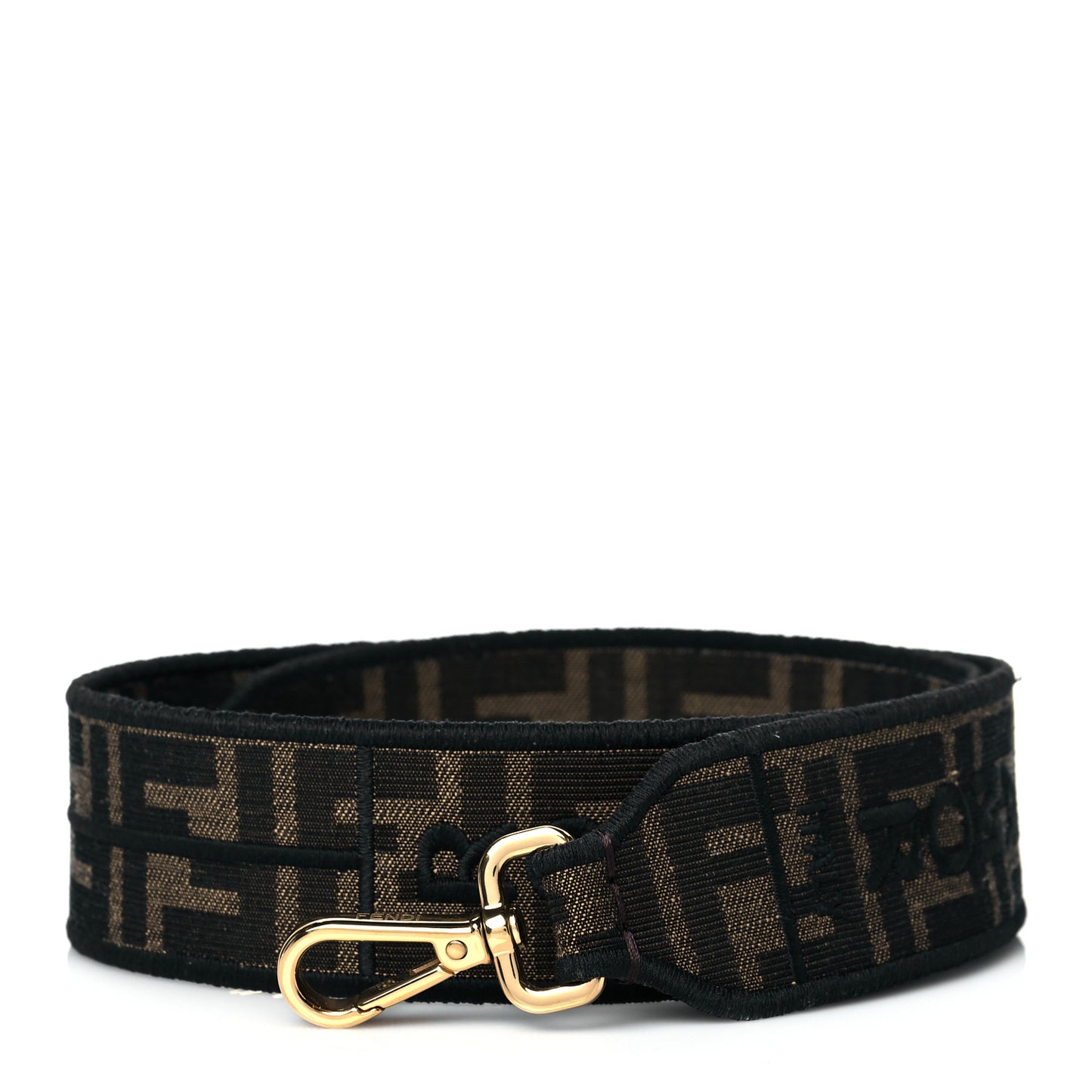Fabric Jacquard FF 1974 Logo Threaded Edge Strap You Tobacco Moro Black
