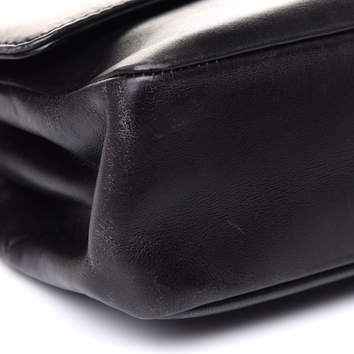 Vitello Rockstud Flip Lock Shoulder Flap Bag Black