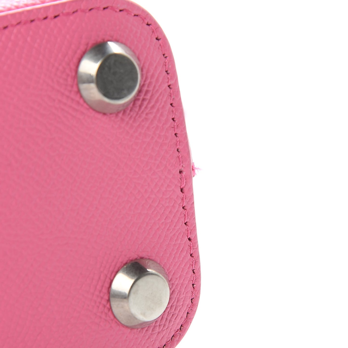 Signature Grained Calfskin Logo XXS Ville Top Handle Bag Rose Bubblegum Black