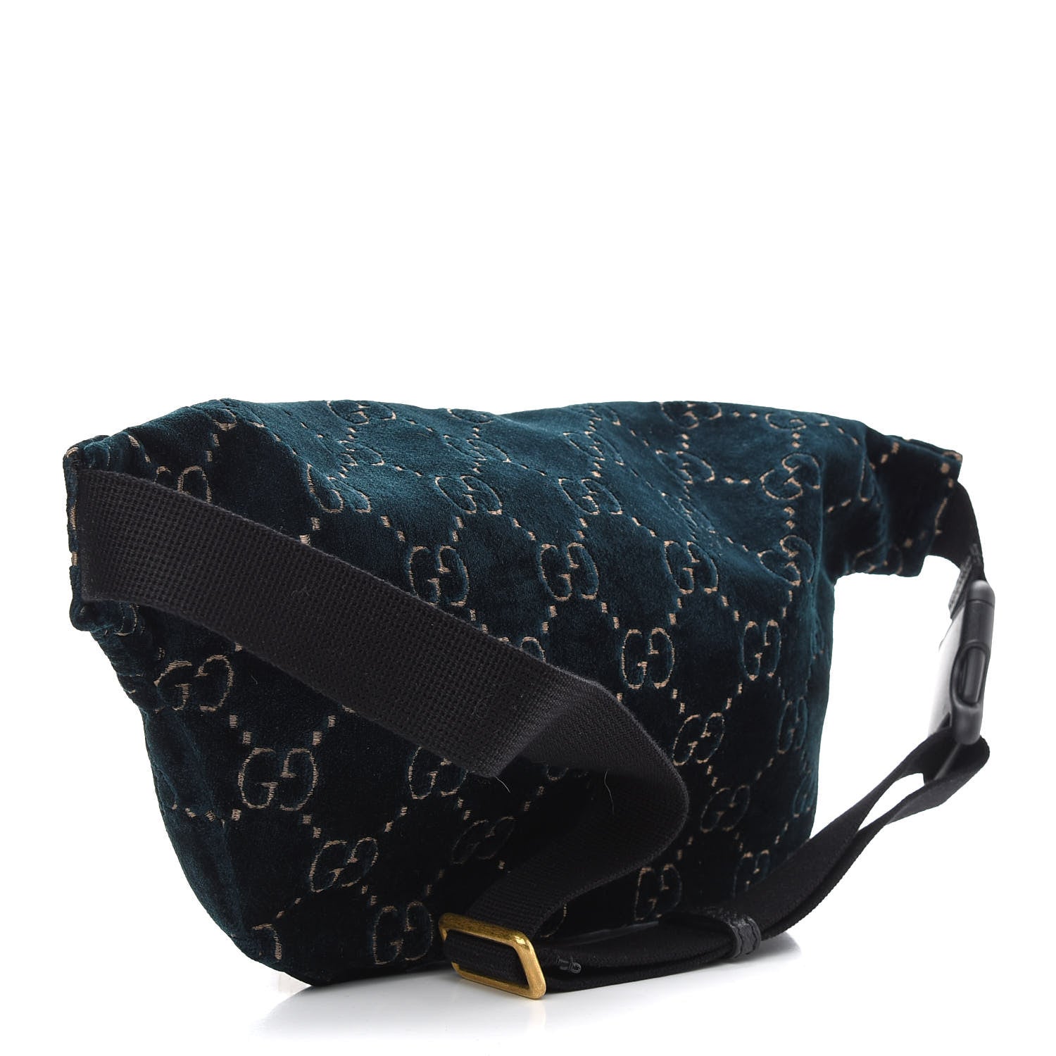 Gucci Velvet GG Monogram Web Belt Bag Blue Beige 3 of 9