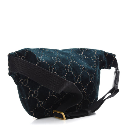 Gucci Velvet GG Monogram Web Belt Bag Blue Beige 3 of 9